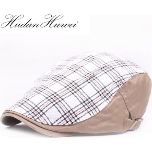 2020 Hat Ladies Men and Women Spring Summer Sun Plaid Plaid Forward Hat Ladies Newsboy Cap Visor Hat