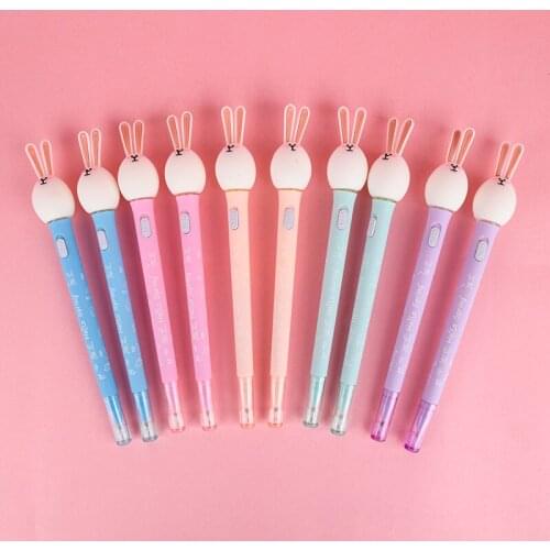 36 pcs/lot Creative Rabbit Light Gel Pen Cute 0.5mm Black ink Signature Pens Promotional Gift Stationery School Supplies
