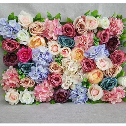 60X40CM Wedding Flower Backdrop Artificial Silk Rose Peony Hydrangea Flowers Wall Road Leading Flowers Event Party Supplies