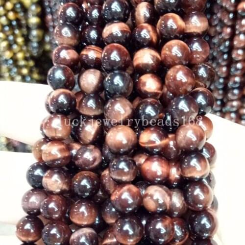 Free Shipping Fashion Jewelry 6mm Beautiful Natural A Red Tigers Eye Round Loose Beads 15" FG7137