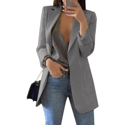 Blazer Lapel All-match Open Front Stylish Women Suit for Daily Life