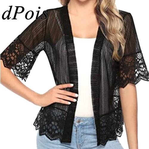 Women Ladies Lace Bolero Short Sleeve Open Front See Through Shrugs Elegant Cardigans Shawl Wrap Jacket for Wedding Party Dress