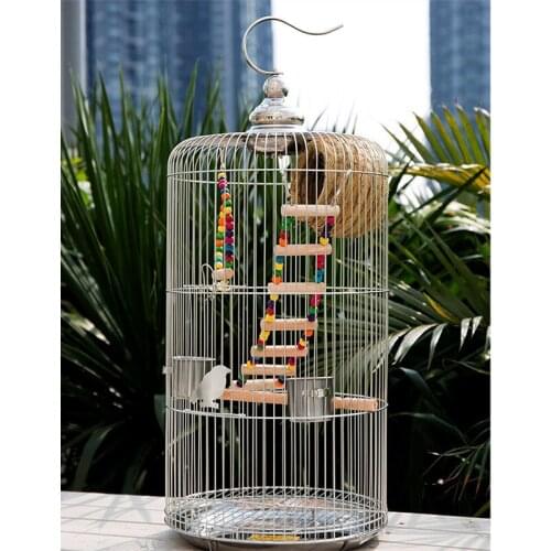Large Villa Round Stainless Steel Tiger Skin Xuanfeng Myna Parrot Cage