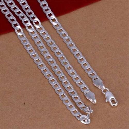 Pure Silver 925 Chain Necklaces for Men Women 4mm Long Necklace Collier Choker Collares 16-30 inch Wedding Fashion Jewelry Gifts