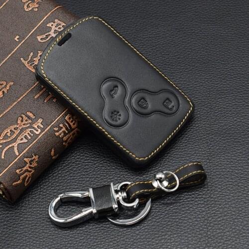 Genuine Leather car key fob cover case set protect forRenault Clio Logan Megane 2 3 Koleos scenic cardremote shell Car-styling