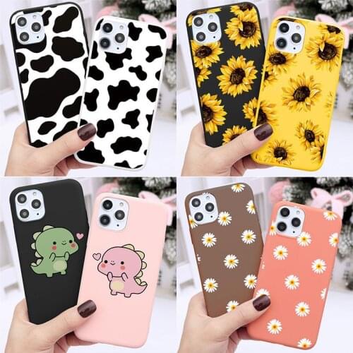 2pcs Phone Case For iPhone 12 11 Pro Max 12mini X XR XS Max 6 6s 7 8 Plus 5 S SE 2020 Sunflower Cow Milk Couple Fundas TPU Cover