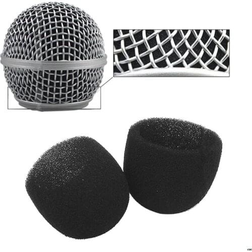 Black Round Ball Shape Microphone Cap Windscreen Grill Inner Foams Sponge for SM58 SLX24 PGX24 PG58 BETA58A Mic Cover