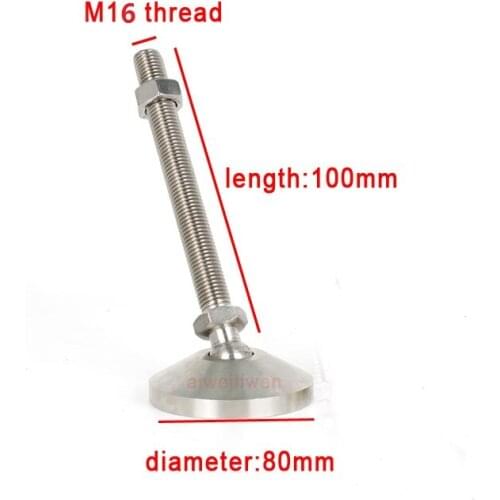 D80 M16 thread 100mm ss304 universal feet adjustable foot cup stainless steel Metal Leg furniture supporting SUS swivel feet cup