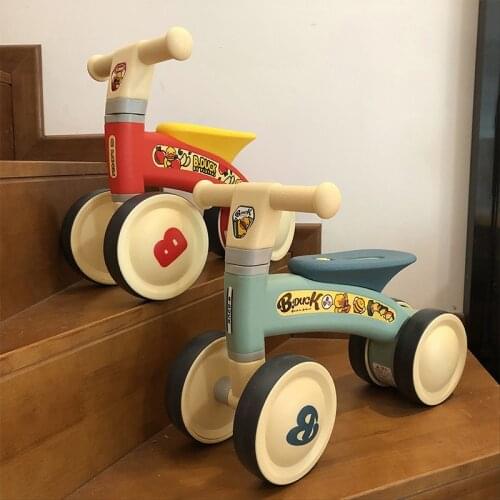 Baby Balance Bike Kid No Pedals 4 Wheels Cycle Riding Toy Infant Indoor Outdoor Learning Walker Push Scooter Gift for 1-3 Years