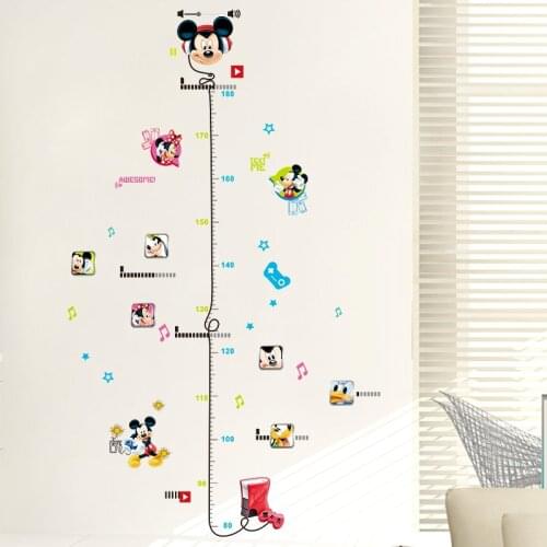Disney Mickey Minnie Height Measure PVC Wall Stickers For Kids Room Home Decor Cartoon Anime Growth Chart Mural Art DIY Poster