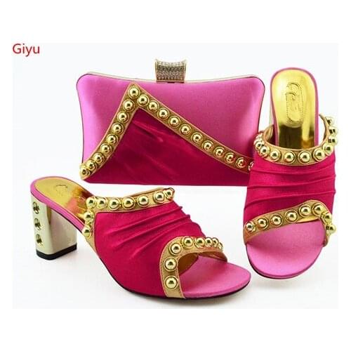 Doershow African Italian lady nice Shoes And Bag Sets For Evening Party With Stones Italian Leather Handbags Match Bags!HVC1-26