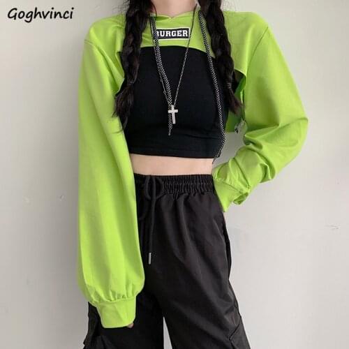 Long Sleeve T-shirts Crop Tops Letter Printed Hooded Hip-hop Harajuku Chic Womens Street Style Girls Sexy Ulzzang Tshirt Fashion