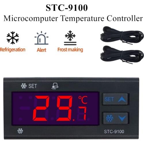 STC-9100 Microcomputer Temperature Controller Cold Storage Freezer Temperature Controller Cooling Frost Alarm Dual Sensor 40%off