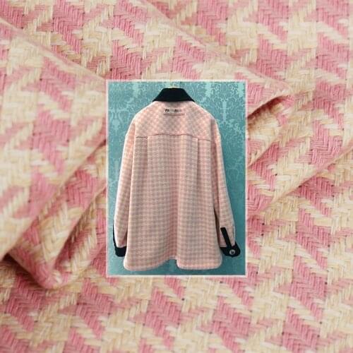 Red Raspberry Italy Pink Houndstooth Tweed Fabric Garment Material Women Jacket Coat Sewing Cloth Tailor Textile Freeshipping