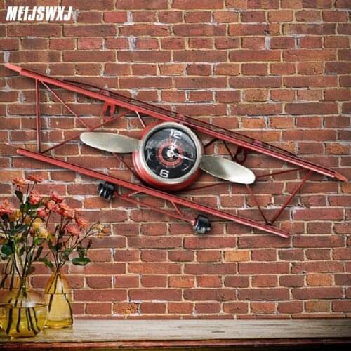 Meijswxj Wall Clock Saat Relogio De Parede Creative Retro Aircraft Model Clock Duvar Saati Living Room Restaurant Wall Clocks