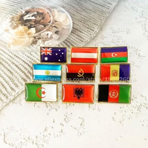 National Flag Metal Lapel Pin Square Flag Pin Badge All Over the World Albania Algeria Andorra Argentina Australia Austria