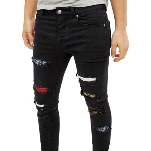 Fashion Men Ripped Jeans Design Stretchy Skinny Jeans For Men Y5772