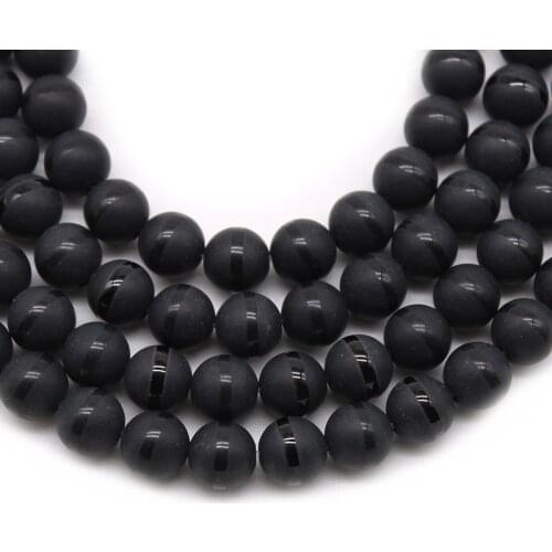Natural Black Matte Onyx One Line Stripes Agat Stone Round LooseSpacer Beads 6/8/10mm For DIY Jewelry making Necklace Bracelet
