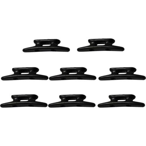 8pcs Marine Boat Nylon Cleat 3 Inch Kayak Yacht Black 2 Holes Small Size 76mm