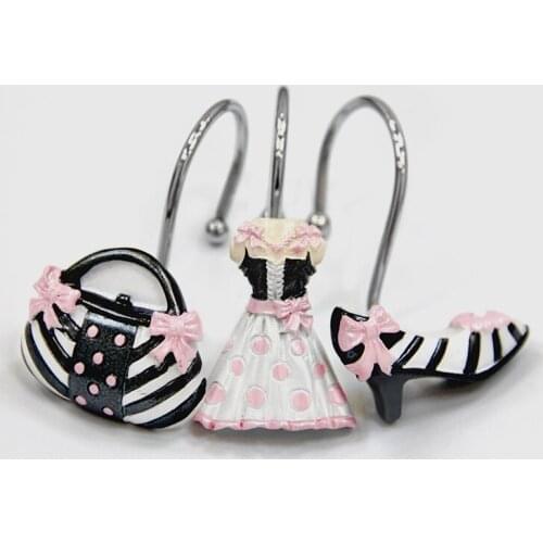 New 12pcs/pack Sweet Cute Little Dress Curtain Metal Ring Hooks Curtain Princess Party Bathroom Curtain Rings Accessories