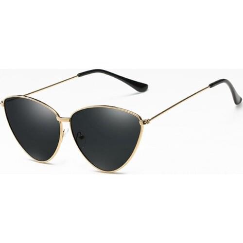 Seemfly Ladies Metal Inverted Triangle Cat Eyes Sunglasses Stylish Ocean Flake Lens Multicolor Female UV400 Personality Glasses