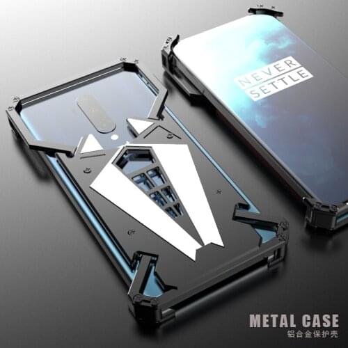 Luxury Shockproof Aluminum Metal Armor Ring Case For Oneplus 7t Pro 1+7t Aluminium Bumper Case Metal Frame Cover