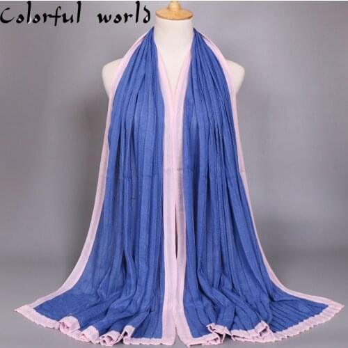 Wholesale price 90*190cm women muslim crinkle hijab scarf femme musulman soft cotton headscarf islamic hijab shawls and wraps
