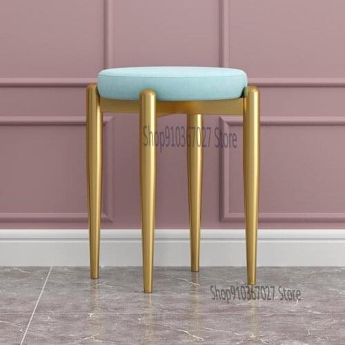 Net Red Ins Fabric Bench Wrought Iron Fashion Simple And Creative Shoe Changing Stool Makeup Stool Soft Bag Low Stool