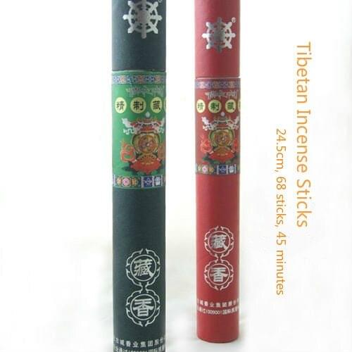 Tibetan incense sticks,24.5cm 68 sticks 45min. Red & green pack