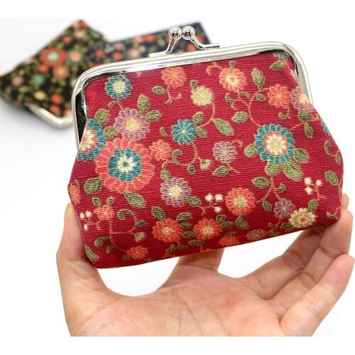 Traditional Silk Small Wallet For Women Jacquard Weave Flower Pattern Mini Hasp Ladies Coin Purses Money Bags Children Pouch