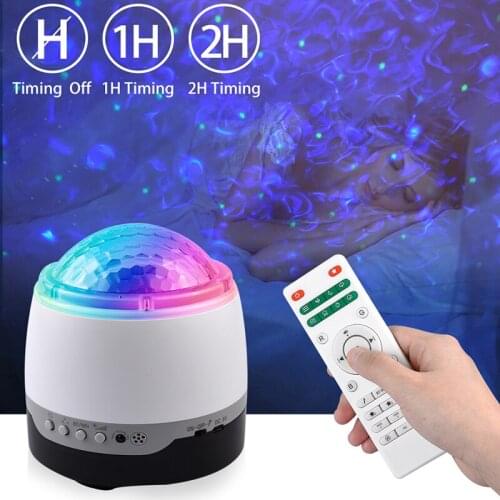 USB Starry Sky Atmosphere Light LED Smart Speaker Projection Lamp Bedroom Water Pattern Night Lights Christmas Gift for Children