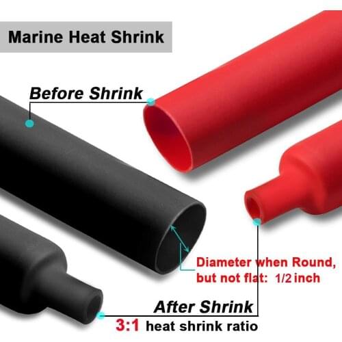 1.22 Meter 3:1 Waterproof Heat Shrink Tubing Dual Wall Adhesive Shrinkable Wire Wrap Tube, Insulation Sealing Cable Protector