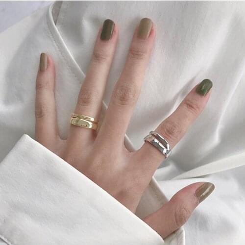 Jewelry Ring Silver Color Personality Double Layers Small Cool Gold Finger Rings Adjustable Korean Ladies Elegant Ring