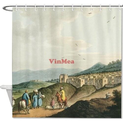 Shower Curtain Set with Hooks City of Bethlehem, In Palestine Decorative Bath Decor Curtain Modern Bathroom All Sizes