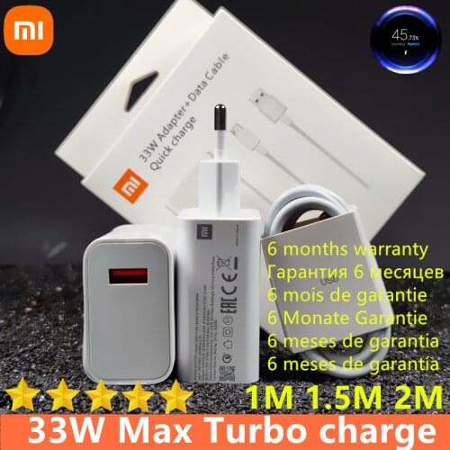 Xiaomi 33w EU Fast charger adapter Turbo charge 1m 1.5m 2m Type c cable For xiaomi redmi note 10 9 pro mi 10 9 poco x3 nfc f2
