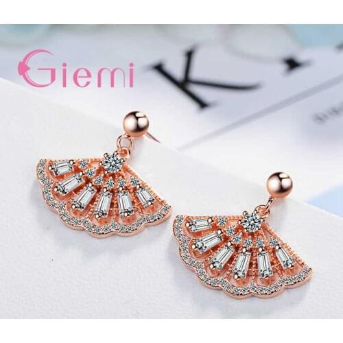 New Arrival Retro Gorgeous Fan Shape Ladies Jewelry Earrings Two Colors Chose Pretty Wedding Engagement Female Accessories