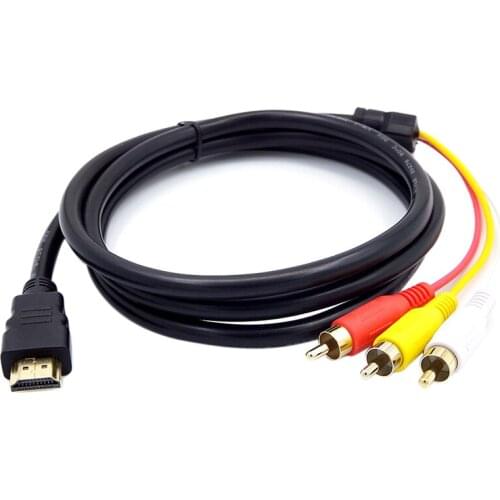 1.5M HDMI Male to 3RCA AV Composite Male M/M Connector Adapter Cable Cord Transmitter