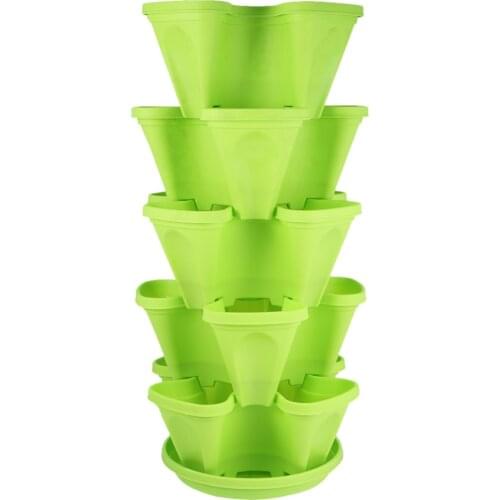 1 Set of 6pcs Flowepot Multilayer Stacking Cultivation Pot Vegetable Melon Fruit Strawberry Planting Pot - 1pc Tray and 5pcs Pot