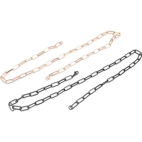 1 PC 59.5/45cm New 304 Stainless Steel Link Cable Chain Necklace For Men Women Jewelry Rose Gold Silver Color Oval Chain Gift