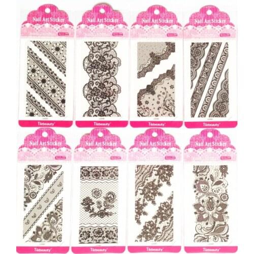 10sheets Sexy Black Lace Nail Sticker 3D Flower Design Decals Nail Art Tips DIY Decoration Tool