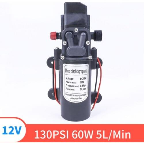 12V 60W 130PSI 0.8MPA 5L / Min Water High Pressure Diaphragm Pump Self-priming Pump Automatic Switch For Liquid Filling Machine