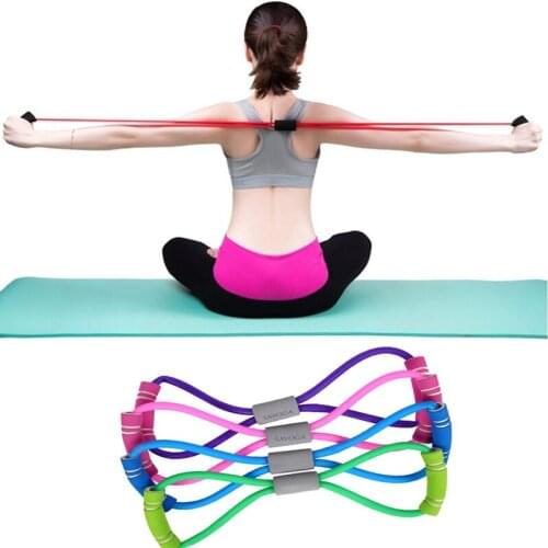 2020 Hot Yoga Gum Fitness Resistance 8 Chest Rope Workout Muscle Fitness Rubber Elastic Bands for Sports Exercise