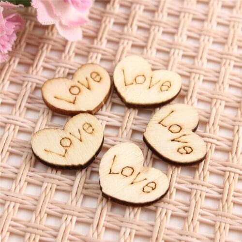 50pcs Wooden Love Heart Shape Wedding Table Scatter Decoration Wood Crafts DIY