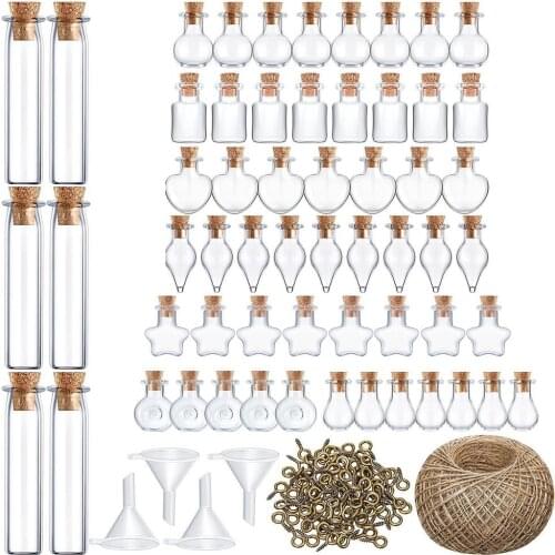 50 Pieces Mini Wishing Bottles+30m Rope Transparent Glass Empty Jars Empty Storage Vials DIY Pendant For Wedding Home Decor Gift
