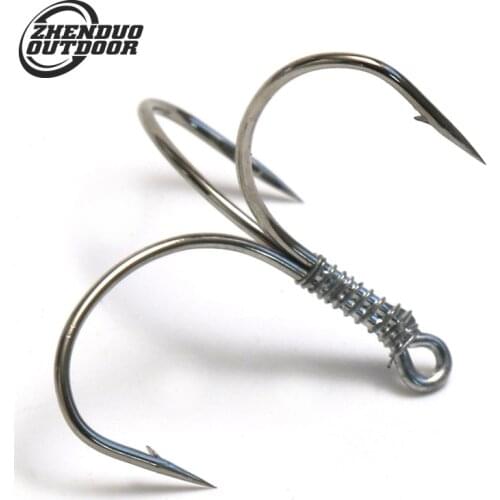 7PCS Outdoor Nickel Fishing Hooks High Carbon Steel Overturned Treble Hook 1/2/3# Size Lure Triple Hook Fishing Gear