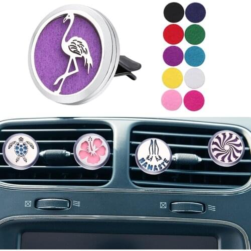 Aromatherapy Car Perfume Diffuser Stainless Steel 30mm Magnetic Aroma Diffuser Locket Car Air Freshener Vent Clip +10pcs Pad
