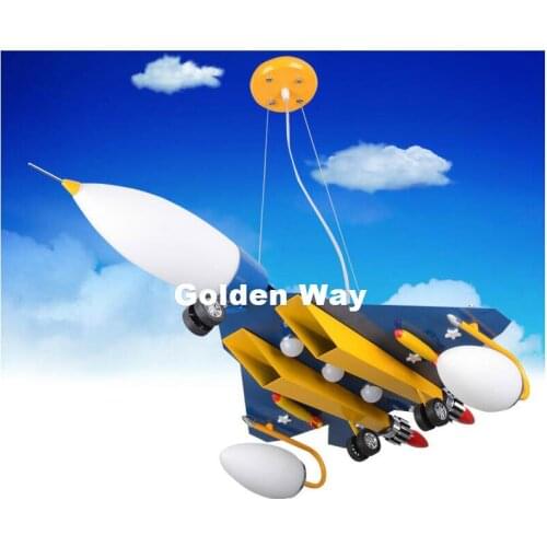 Free Shipping Blue Color Creative Plane LED Pendant Light Decorative Children Bedroom Boy Cartoon Home Lighting Pendant Lighting