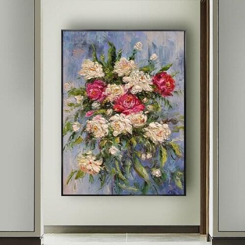 Large 100% hand-painted rose abstract modern oil painting on the canvas wall of the art wall picture for the living room decorat