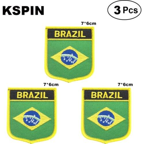 Brazil Shiled Shape flag patches national flag patches for Cothing DIY Decoration