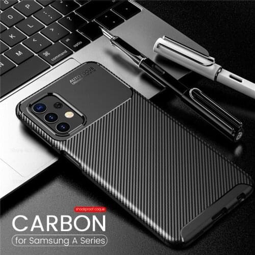 Samung a 52 case carbon fiber phone cover for samsung galaxy a12 a32 a52 a72 a02 a02s 5g soft silicone bumper shockproof coque